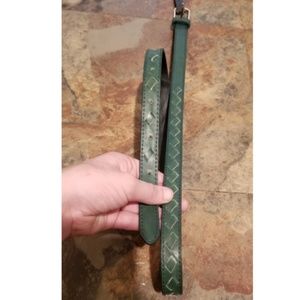 Green vegan leather laced belt